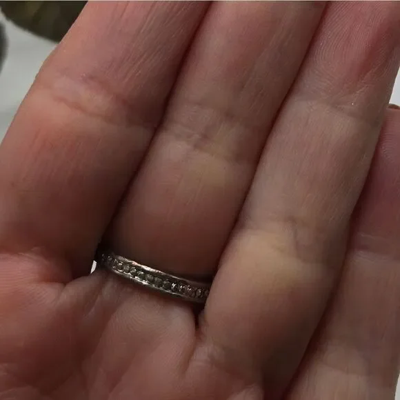 "5/$25" Silvertone CZ Pave Halo Square Solitaire Cocktail Ring Sz 6.25 - Picture 6 of 7